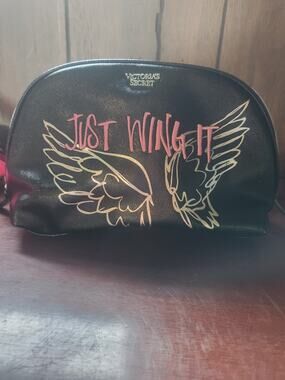 Victoria's Secret Just Wing It Black Cosmetic Travel Bag